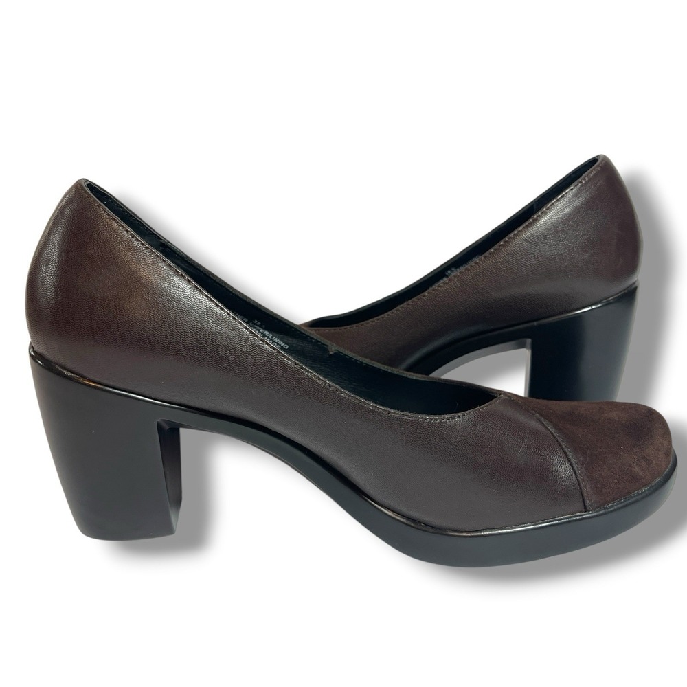 Dansko Tuttie Brown Leather Suede Pumps Study Block Heels 38.5 7.5-8 2700060200